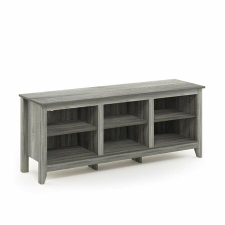 FURINNO 60 in. Jensen TV Stand with Shelves, French Oak Grey 18109GYW